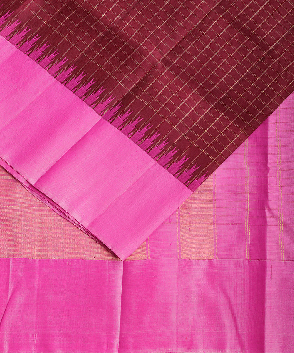 Sangria red color handloom Gadwal Silk saree
