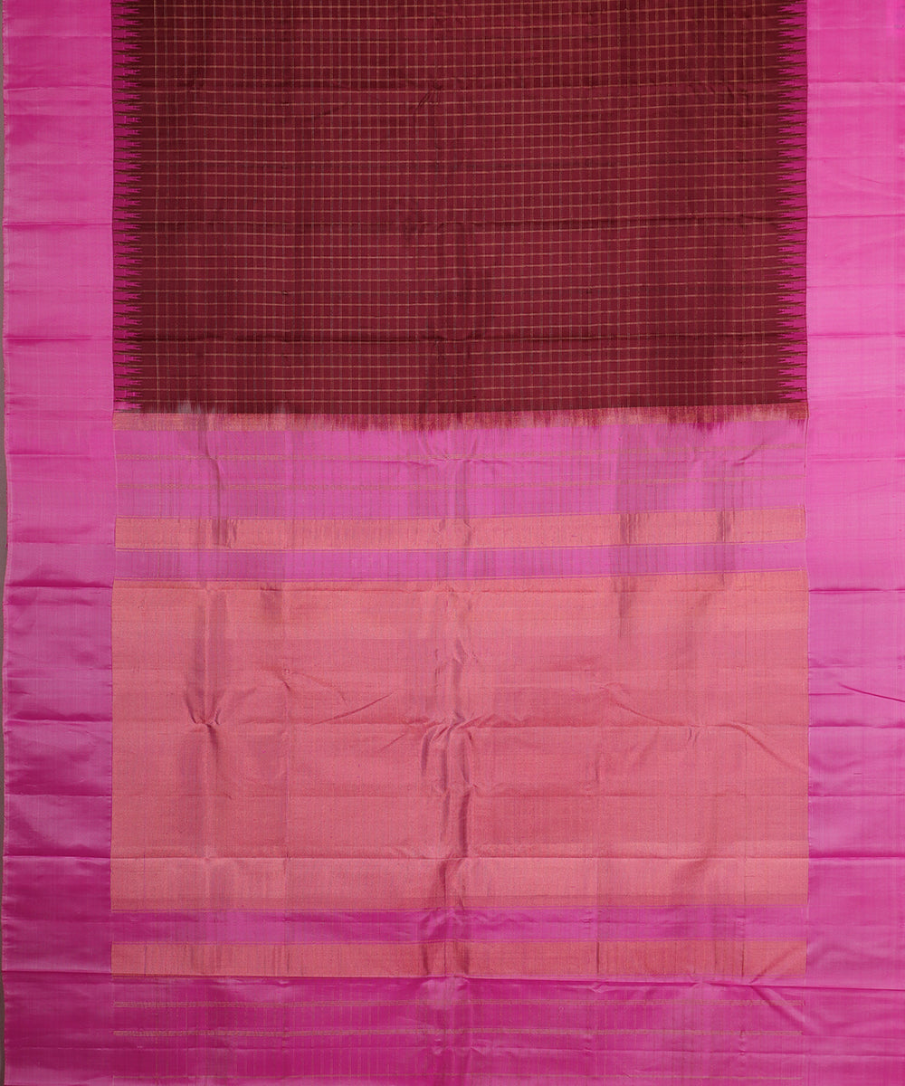 Sangria red color handloom Gadwal Silk saree