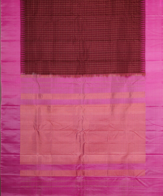 Sangria red color handloom Gadwal Silk saree