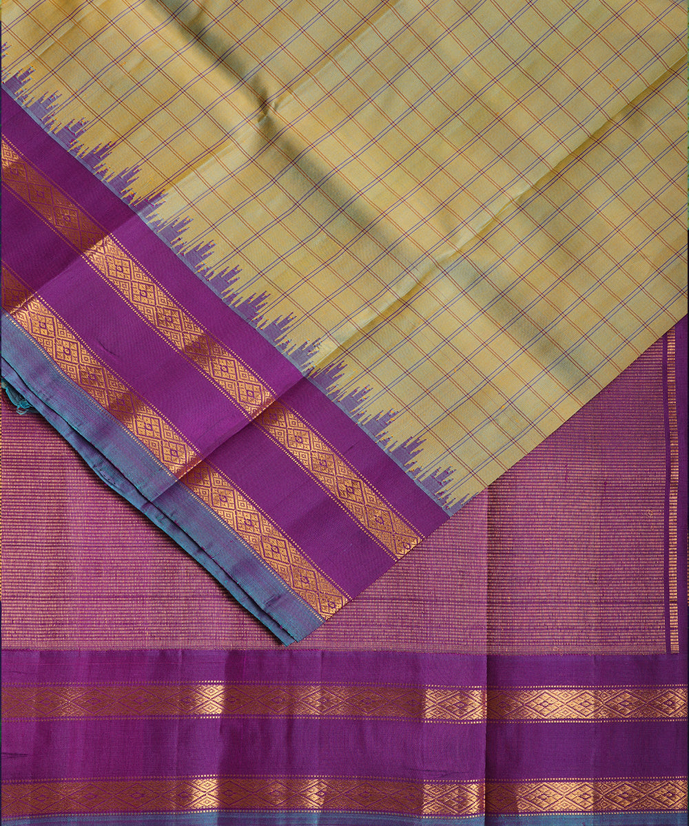 Moss green shade handloom Gadwal Silk saree