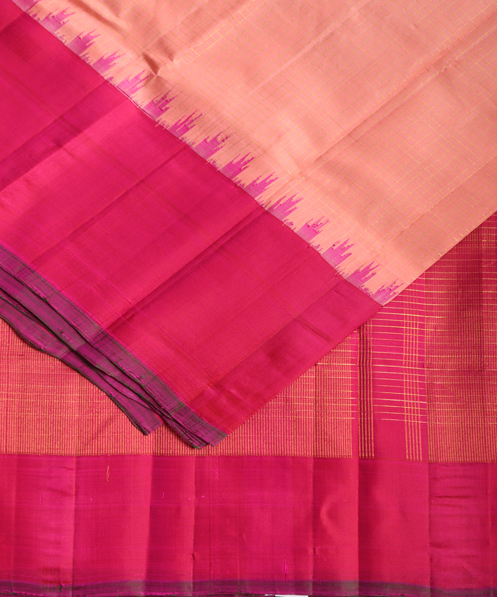Salmon red color handloom Gadwal Silk saree