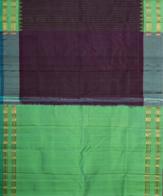 Eggplant violet color handloom Gadwal Silk saree