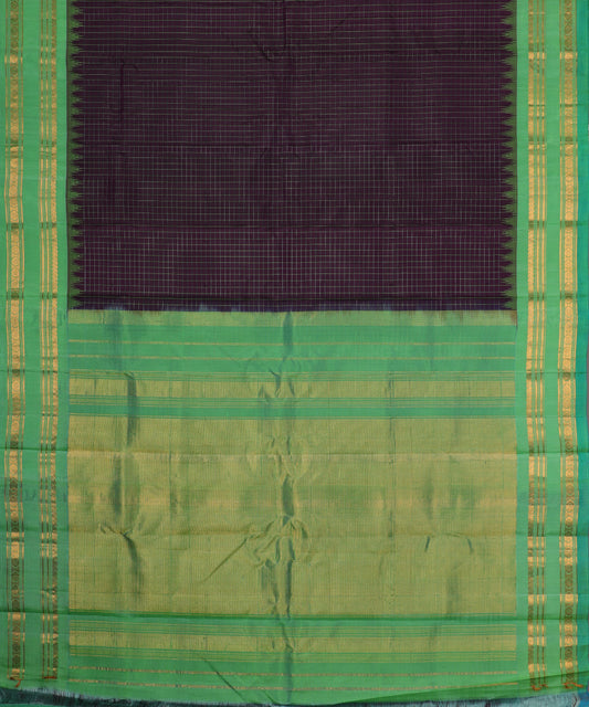 Eggplant violet color handloom Gadwal Silk saree