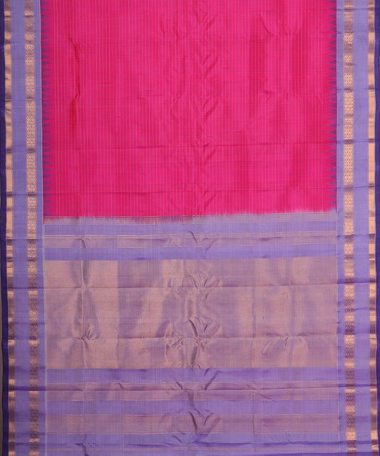Ruby pink color handloom Gadwal Silk saree