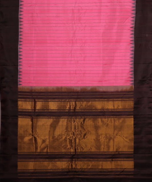 French pink color handloom Gadwal Silk saree
