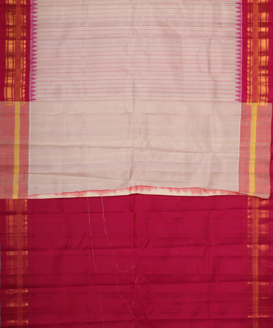 Cream color handloom Gadwal Silk saree
