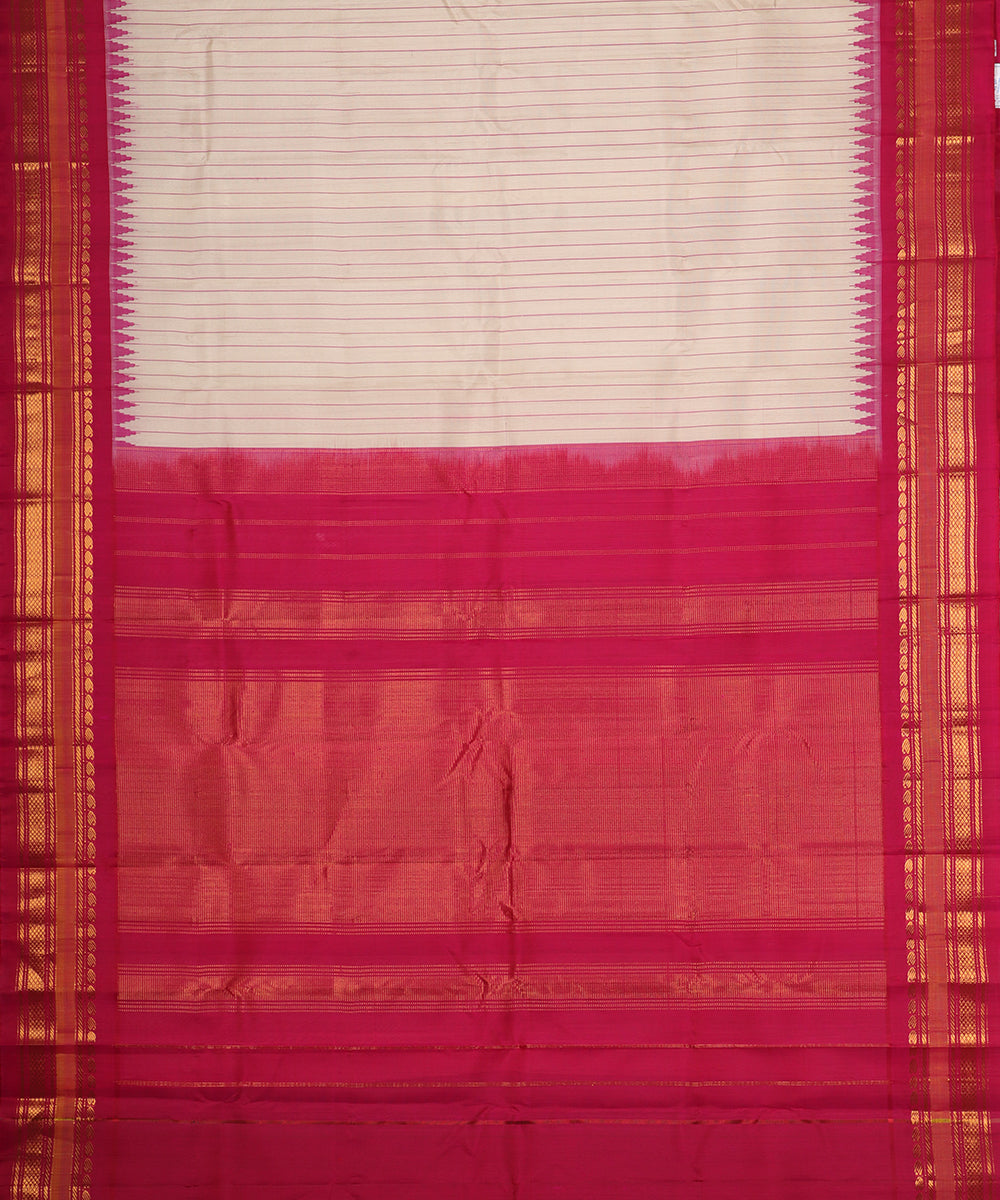 Cream color handloom Gadwal Silk saree