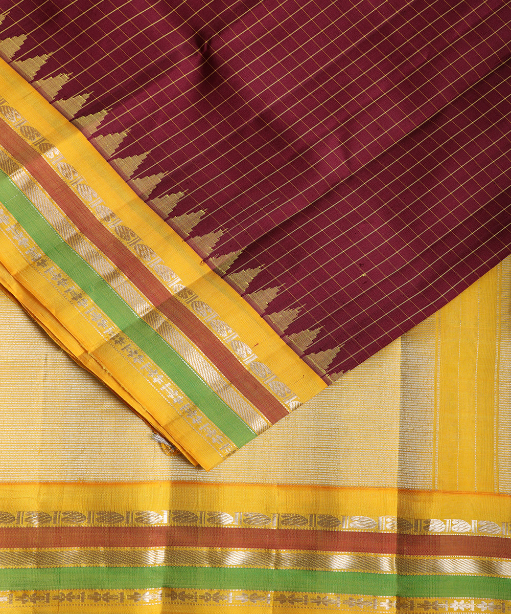 Sangria red color handloom Gadwal Silk saree