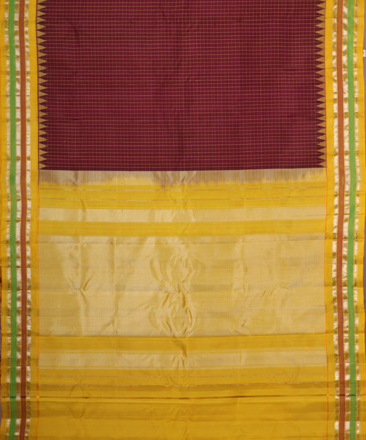 Sangria red color handloom Gadwal Silk saree