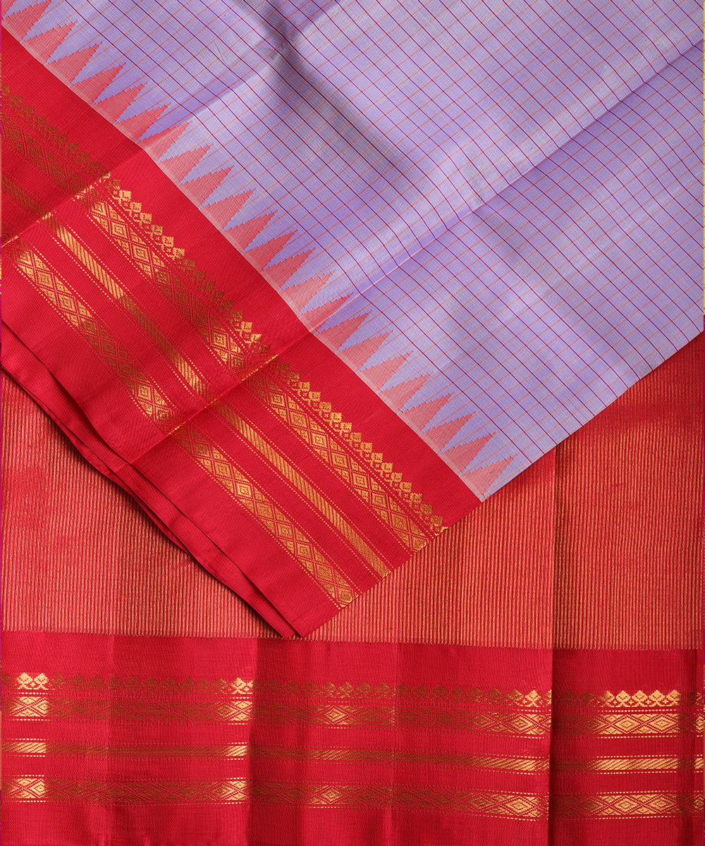 Floral violet color handloom Gadwal Silk saree