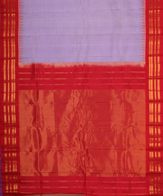 Floral violet color handloom Gadwal Silk saree