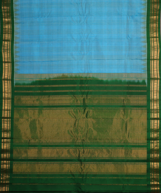 Turkish blue shade handloom Gadwal Silk saree