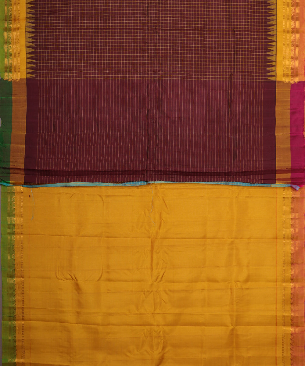 Eggplant violet color handloom Gadwal Silk saree