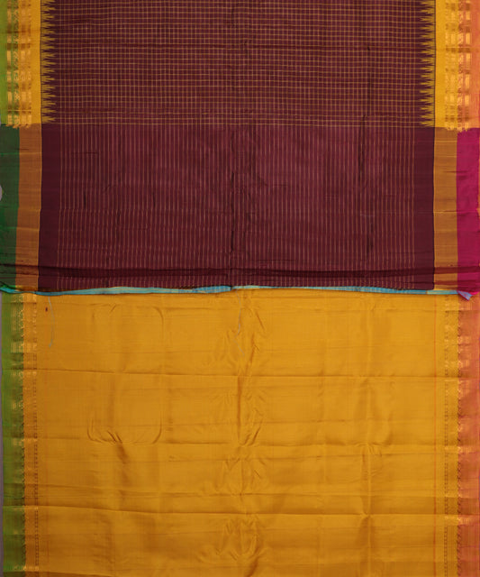 Eggplant violet color handloom Gadwal Silk saree
