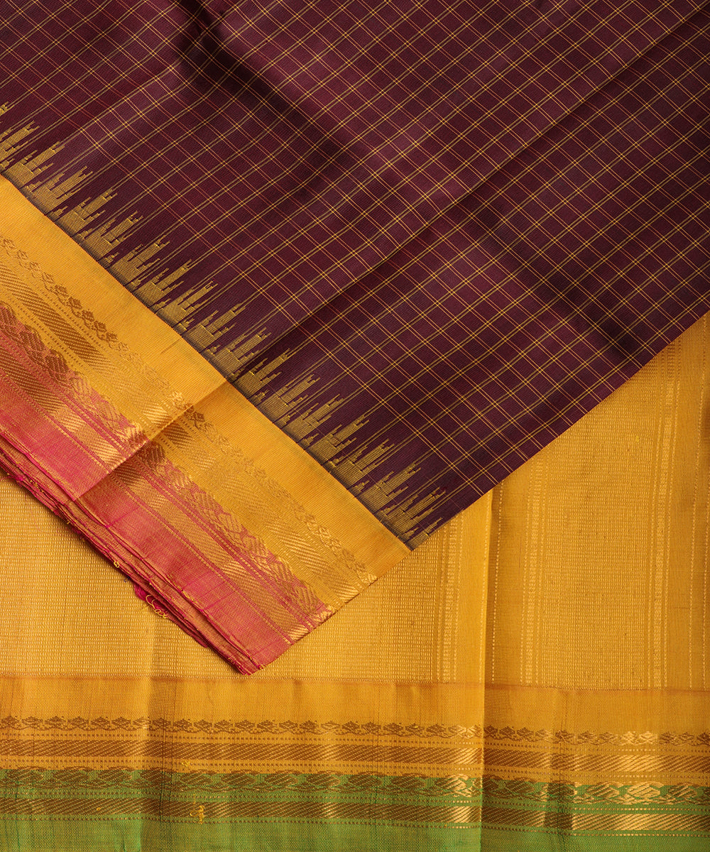 Eggplant violet color handloom Gadwal Silk saree