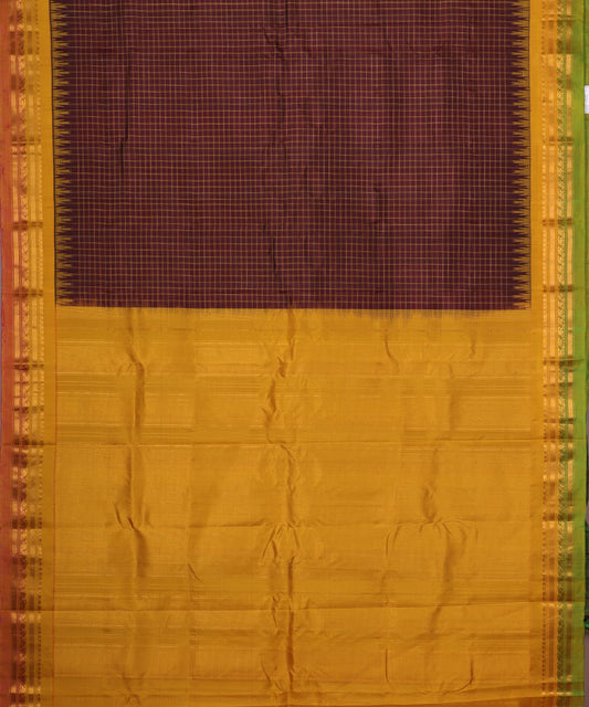 Eggplant violet color handloom Gadwal Silk saree