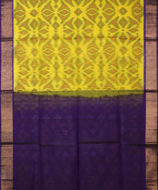 Lemon yellow color handloom pochampally sico saree