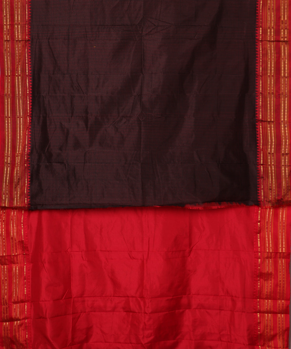 Black color striped handloom narayanpet silk saree