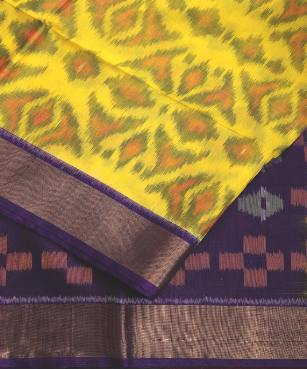 Lemon yellow color handloom pochampally sico saree