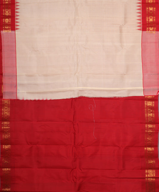 Cream color handloom Gadwal Silk saree