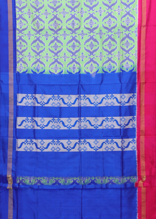 Mint green color handloom rajkot silk saree