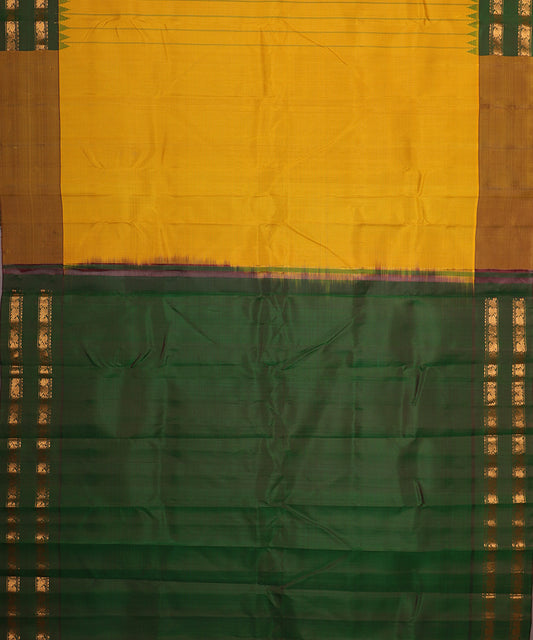 Cyber yellow color handloom Gadwal Silk saree