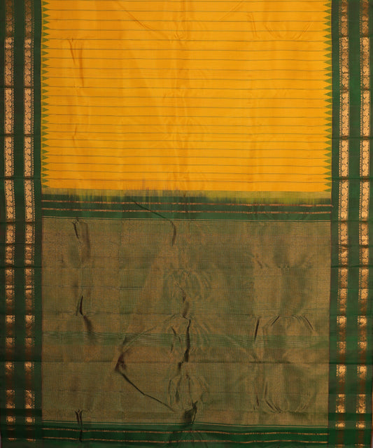 Cyber yellow color handloom Gadwal Silk saree