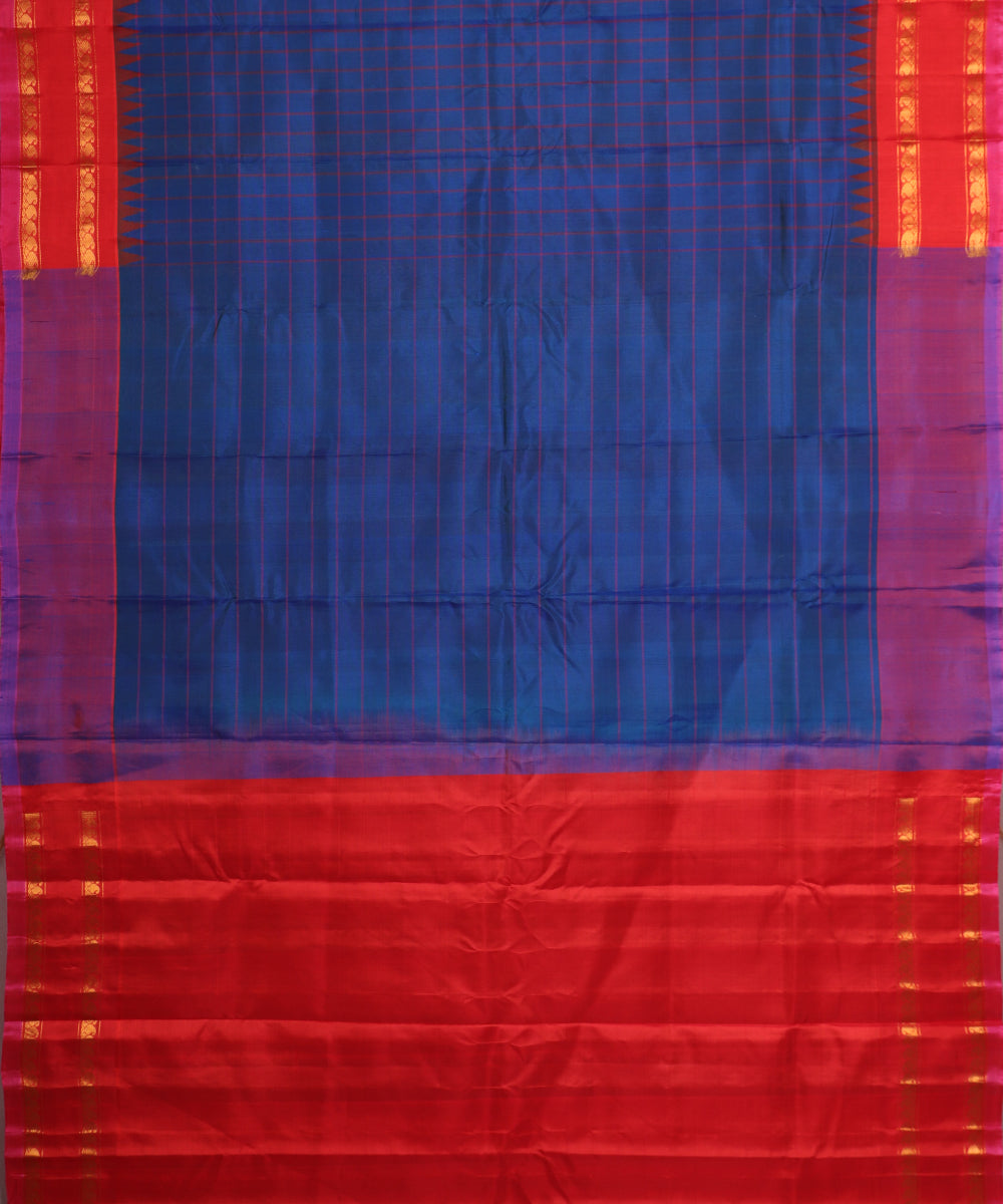 Navy blue color handloom Gadwal Silk saree