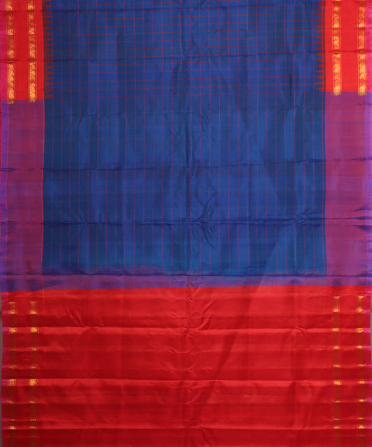 Navy blue color handloom Gadwal Silk saree