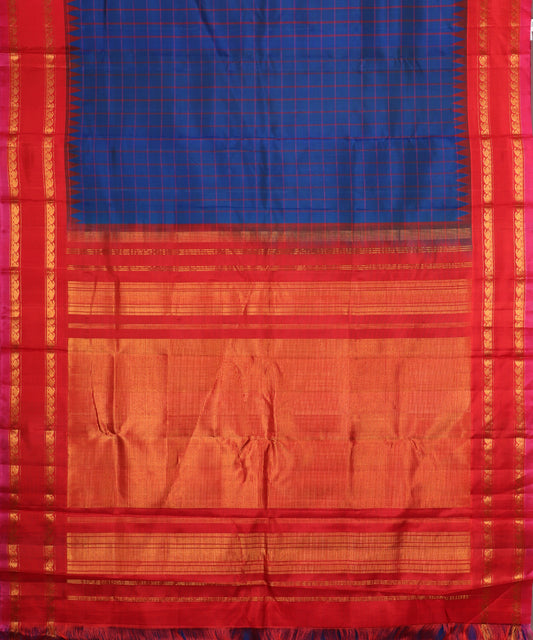 Navy blue color handloom Gadwal Silk saree