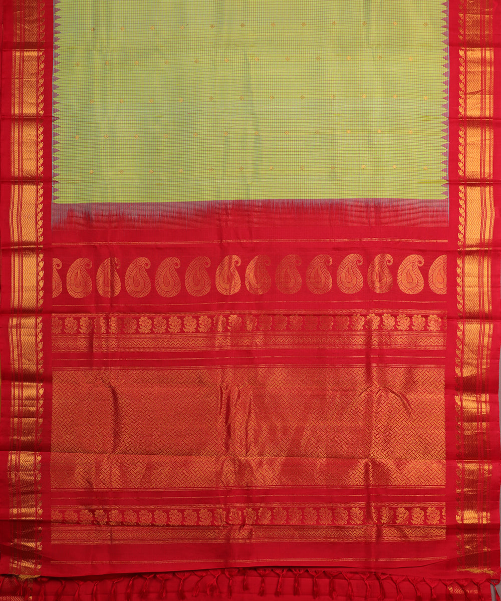 Sage green color handloom Gadwal Silk saree