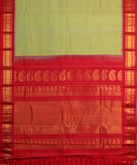 Sage green color handloom Gadwal Silk saree