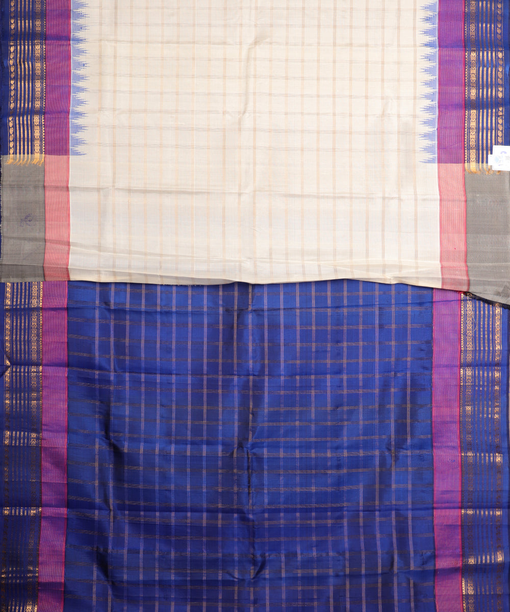 Cream color handloom Gadwal Silk saree