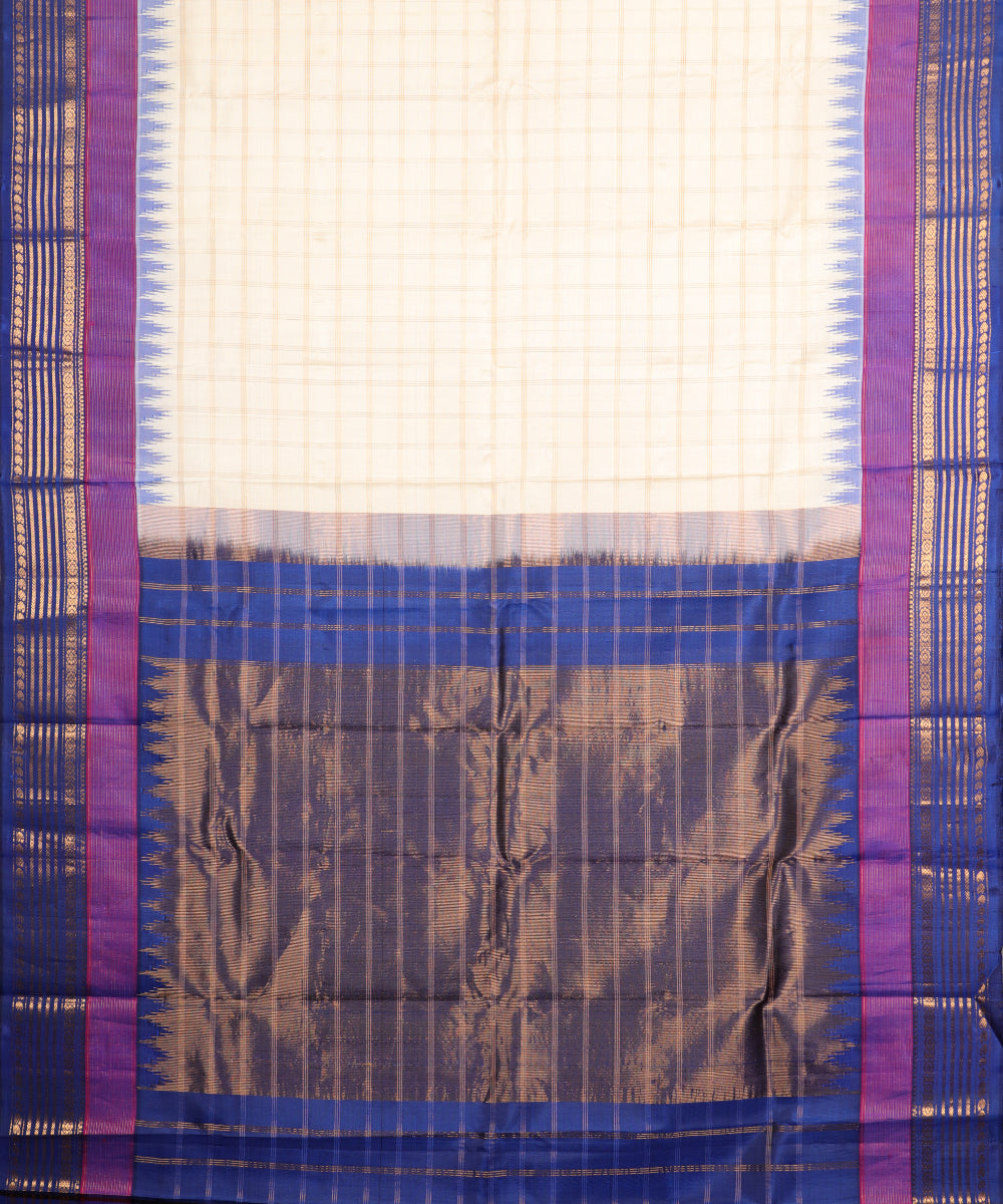 Cream color handloom Gadwal Silk saree