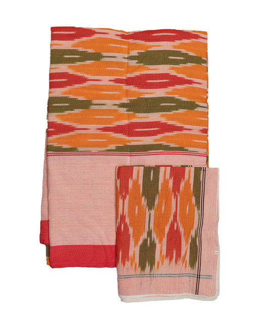 Multi-color handwoven pochampally double cot bedsheet