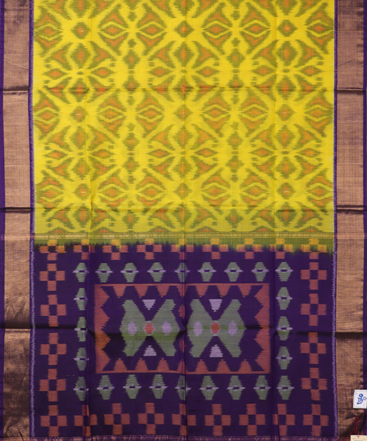 Lemon yellow color handloom pochampally sico saree