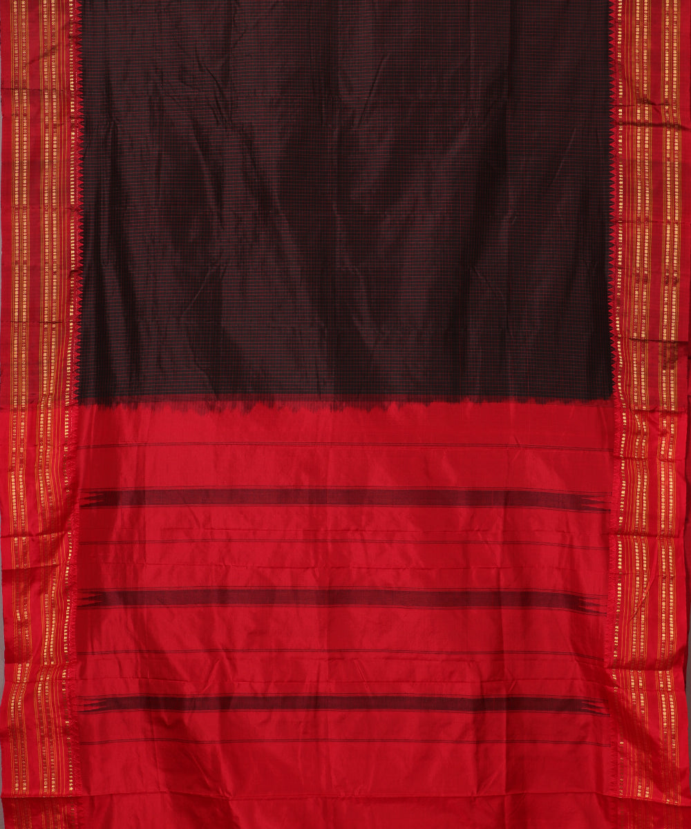 Black color striped handloom narayanpet silk saree