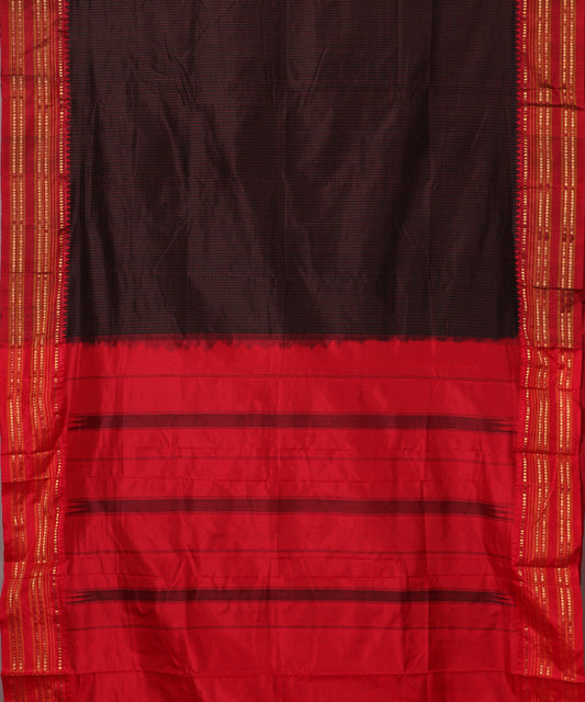 Black color striped handloom narayanpet silk saree