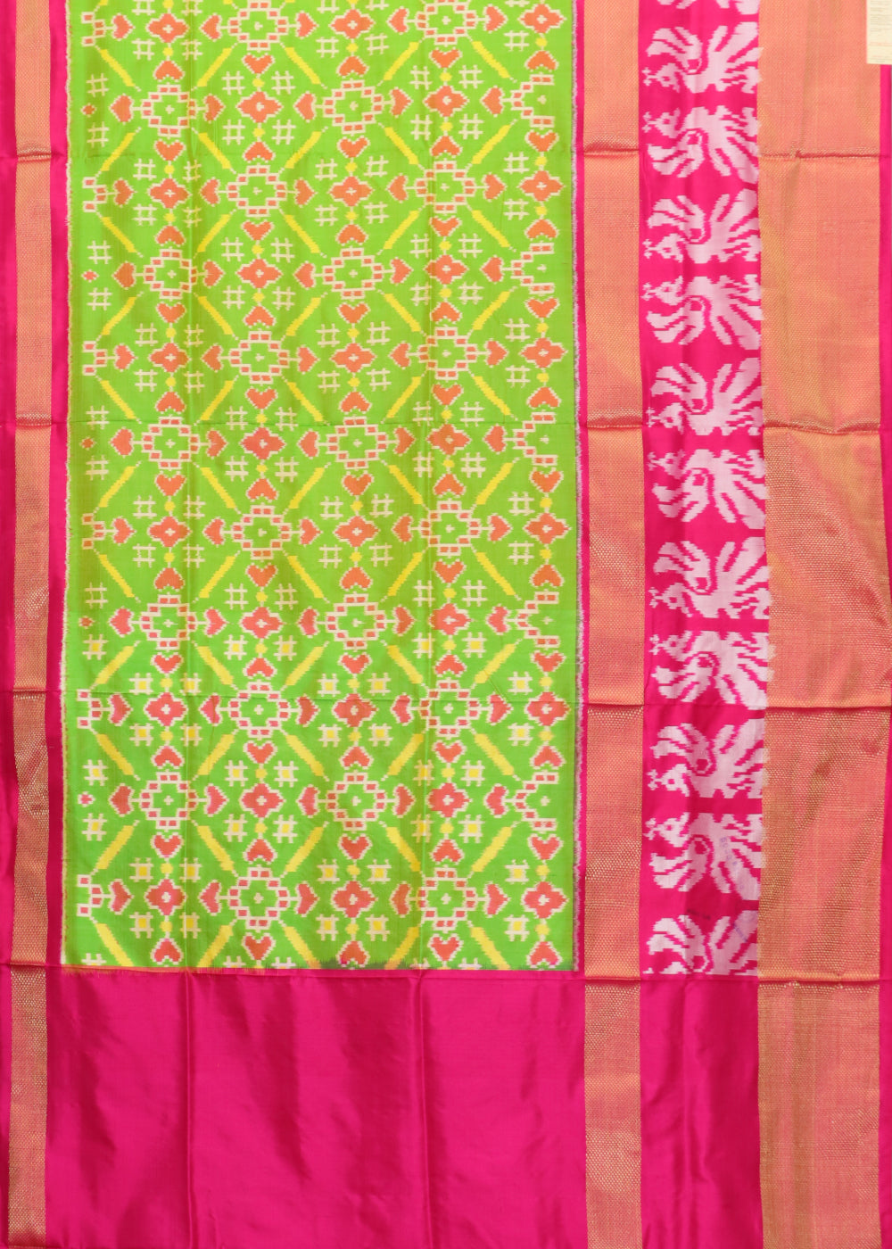 Kelly green color handloom rajkot silk saree