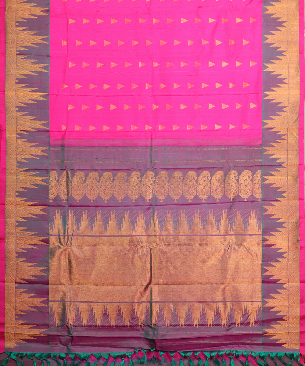 Magenta pink color handloom Gadwal Silk saree