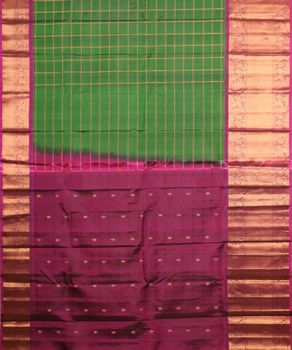 Sacramento green color handloom Gadwal Silk saree