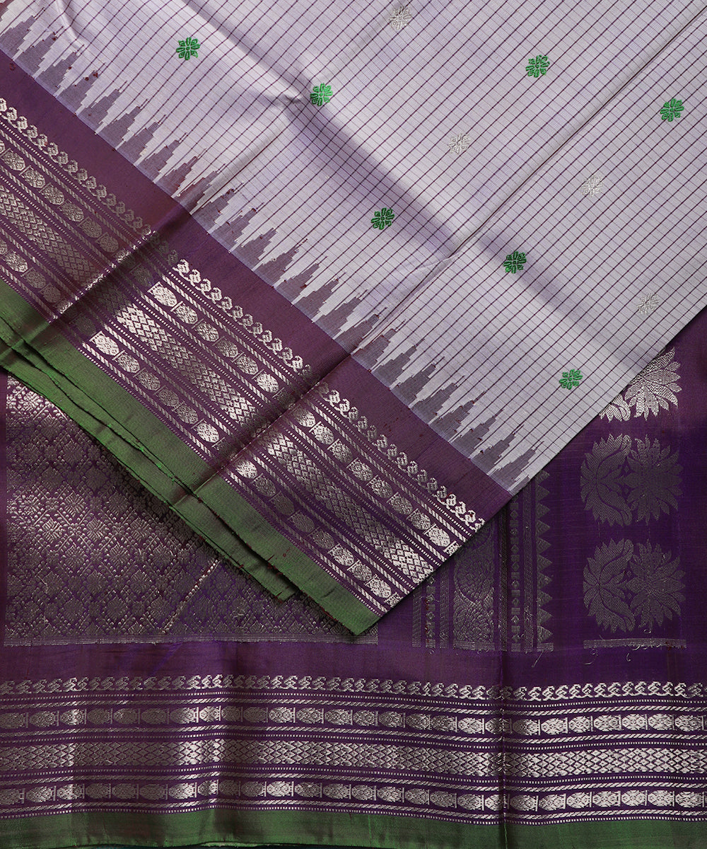 Thistle color handloom Gadwal Silk saree