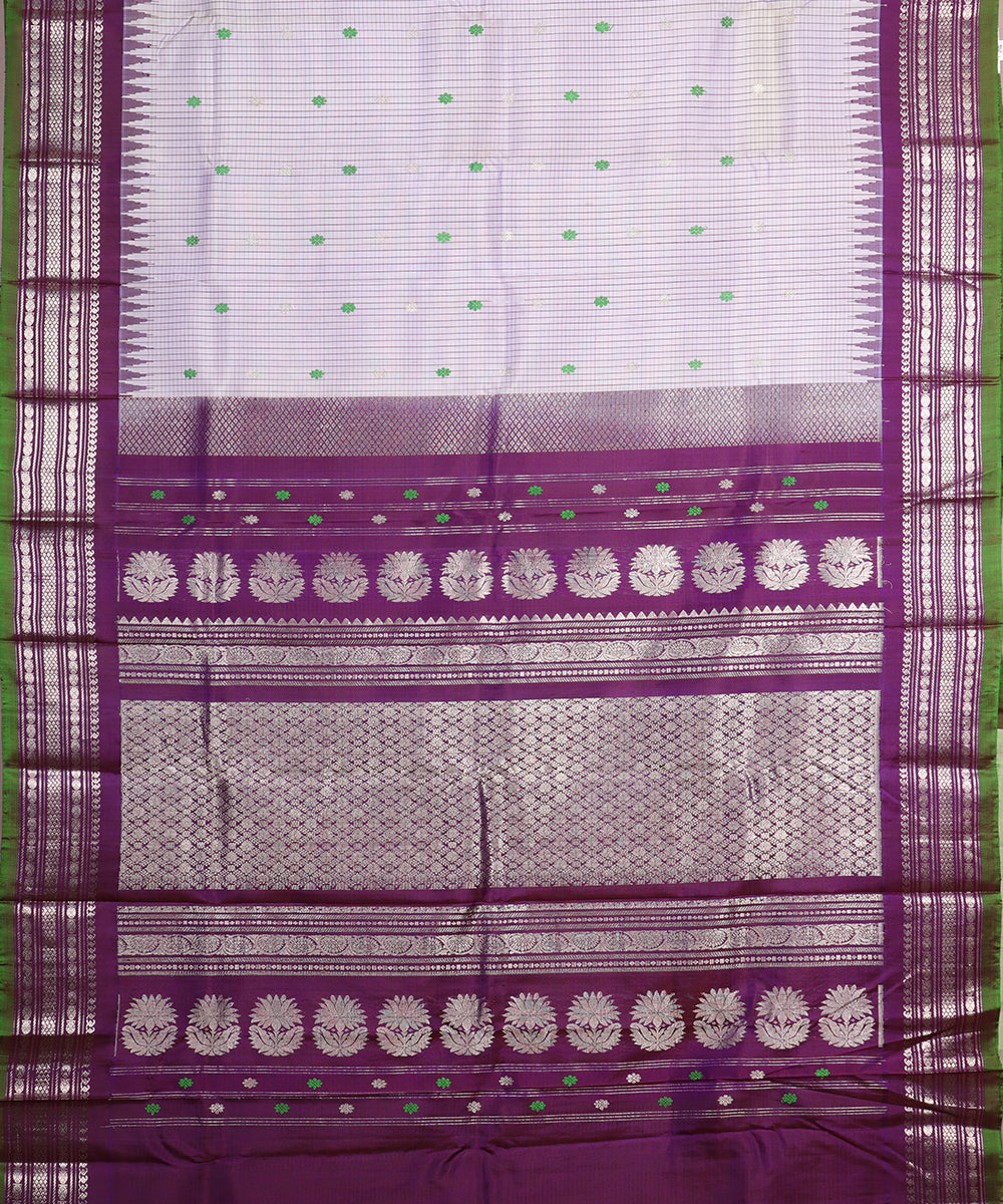 Thistle color handloom Gadwal Silk saree