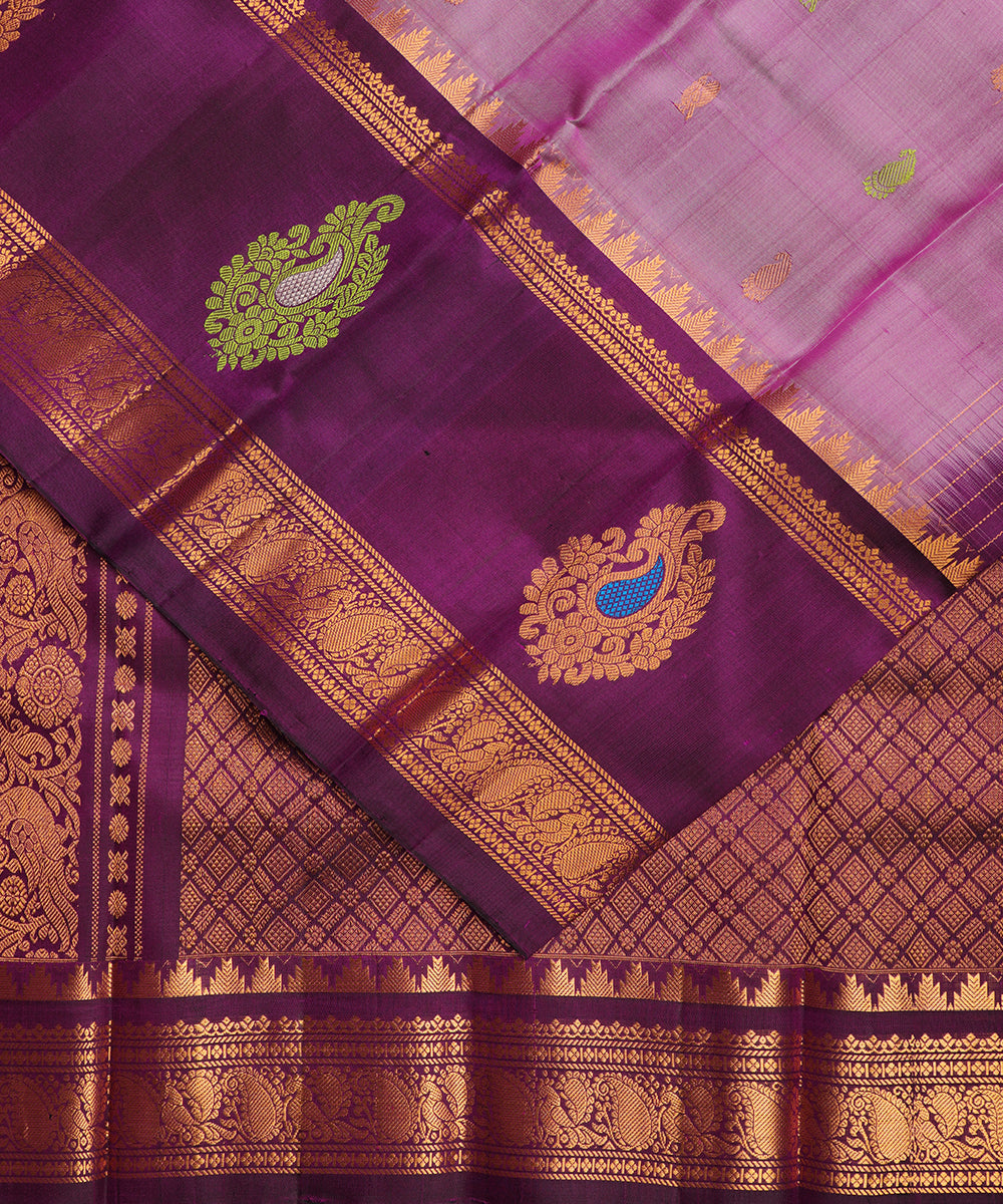 Orchid violet color handloom Gadwal Silk saree
