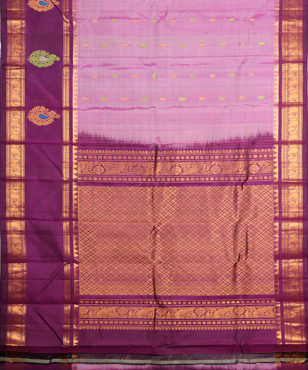 Orchid violet color handloom Gadwal Silk saree