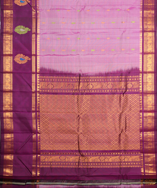 Orchid violet color handloom Gadwal Silk saree
