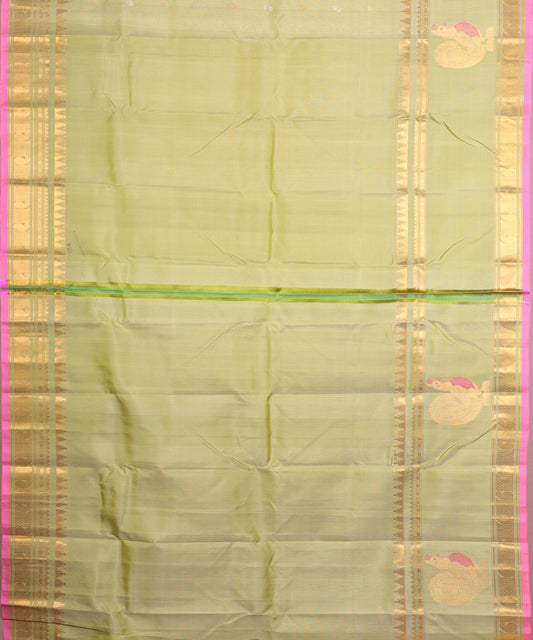 Olive green color handloom Gadwal Silk saree