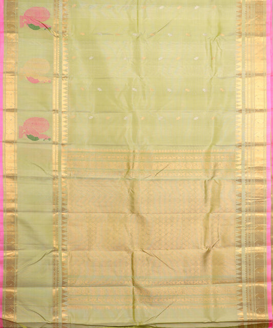 Olive green color handloom Gadwal Silk saree