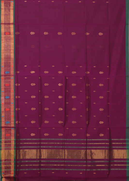 Byzantine violet color handloom venkatagiri cotton saree