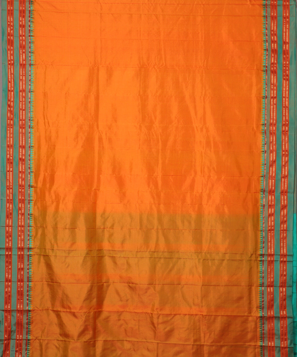 Tiger orange color handloom narayanpet silk saree